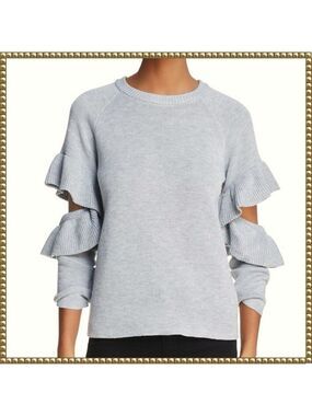 Endless Rose Gray Mohair Blend Ruffle Cutout Sweater Medium